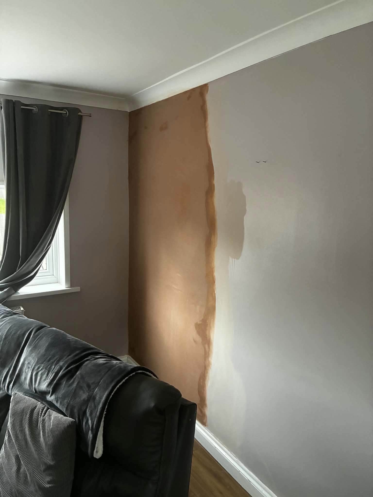 Interior wall part way through a plaster coat